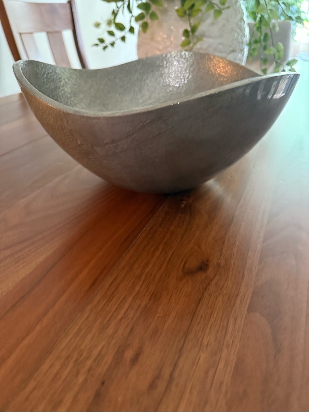 Large Pewter Hammered Bowl - Modern Home Dining